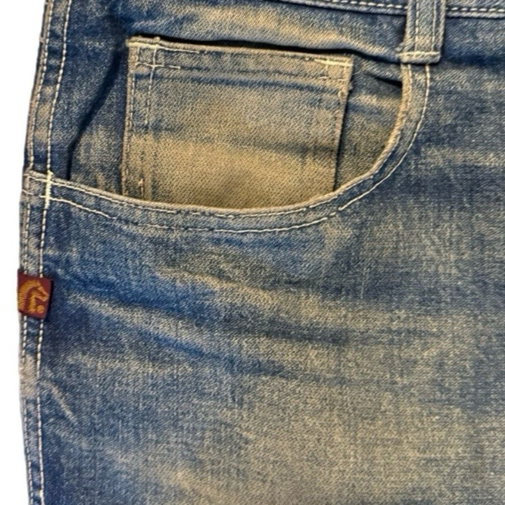 Jordache Y2K Men's Women’s 1980s Worn Blue Bootcut Jeans with Faded Whiskering - Picture 4 of 16